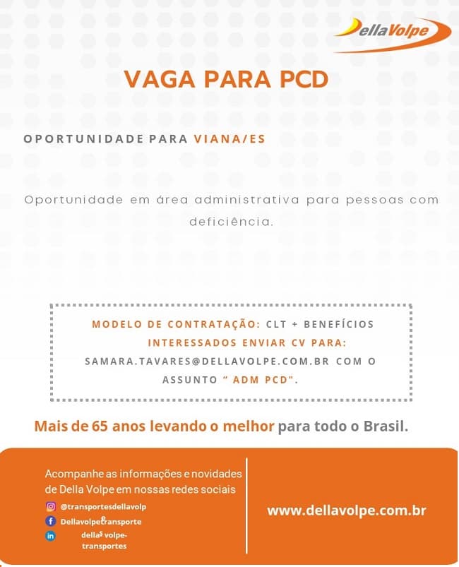 VAGAS ADMINISTRATIVAS E OPERACIONAIS PARA PCDs