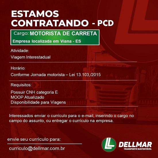 Dellmar Transportes contrata Motorista de Carreta PCD