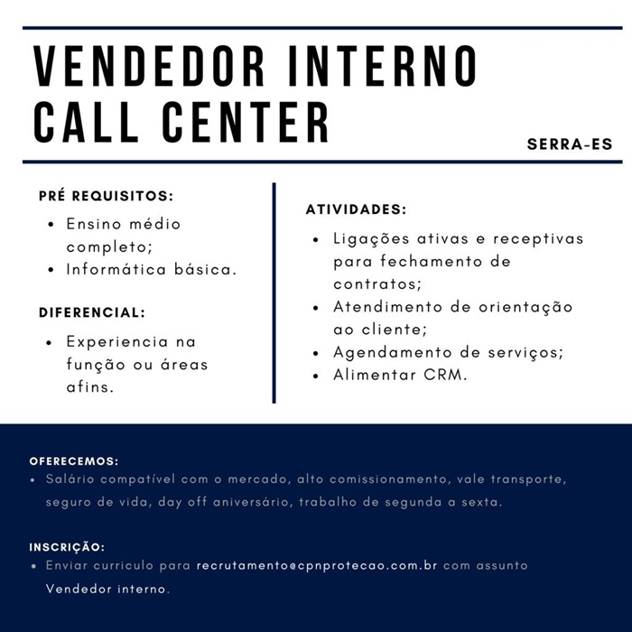 VENDEDOR INTERNO - CALL CENTER