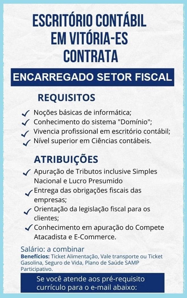 ENCARREGADO (A) SETOR FISCAL