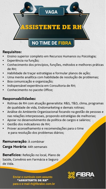 FIBRA CONTRATA ASSISTENTE DE RH