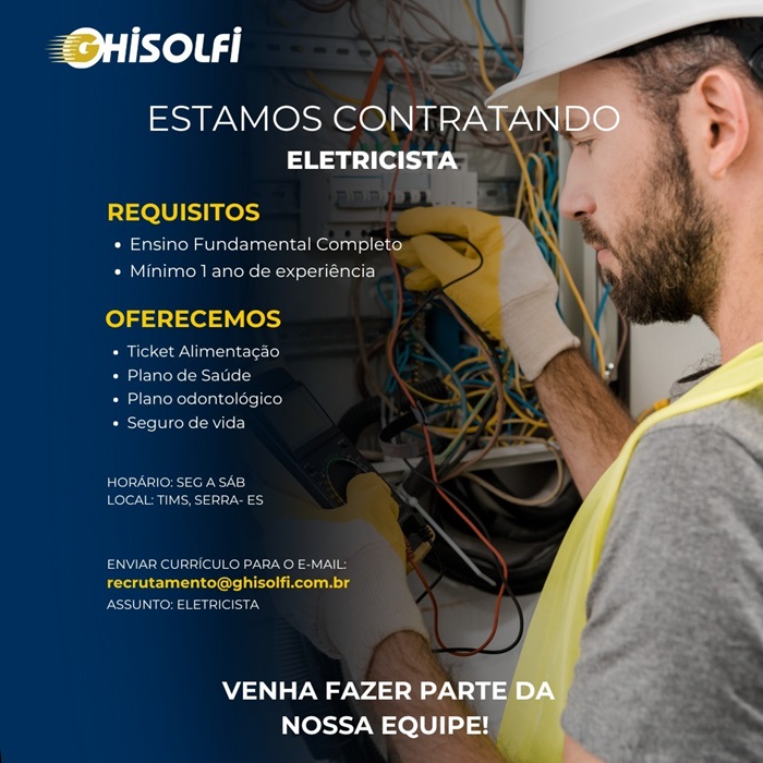 VAGA PARA ELETRICISTA
