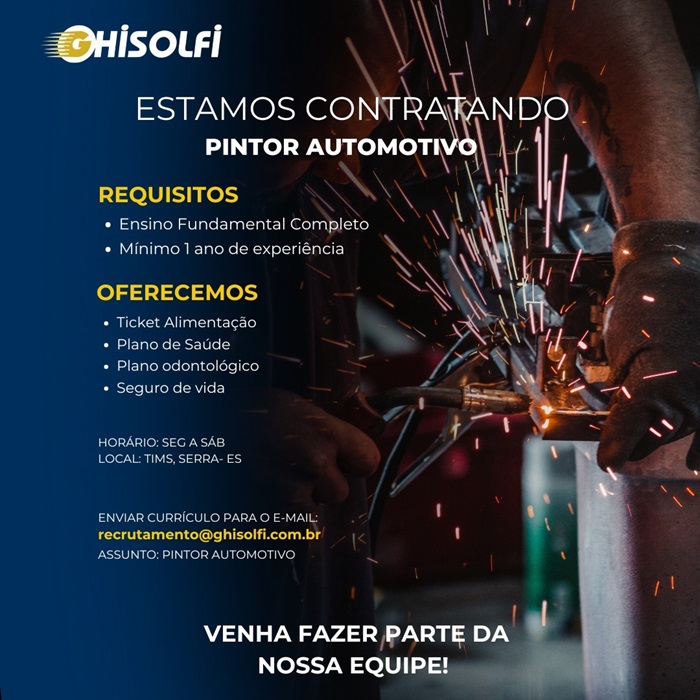 VAGA PARA PINTOR AUTOMOTIVO
