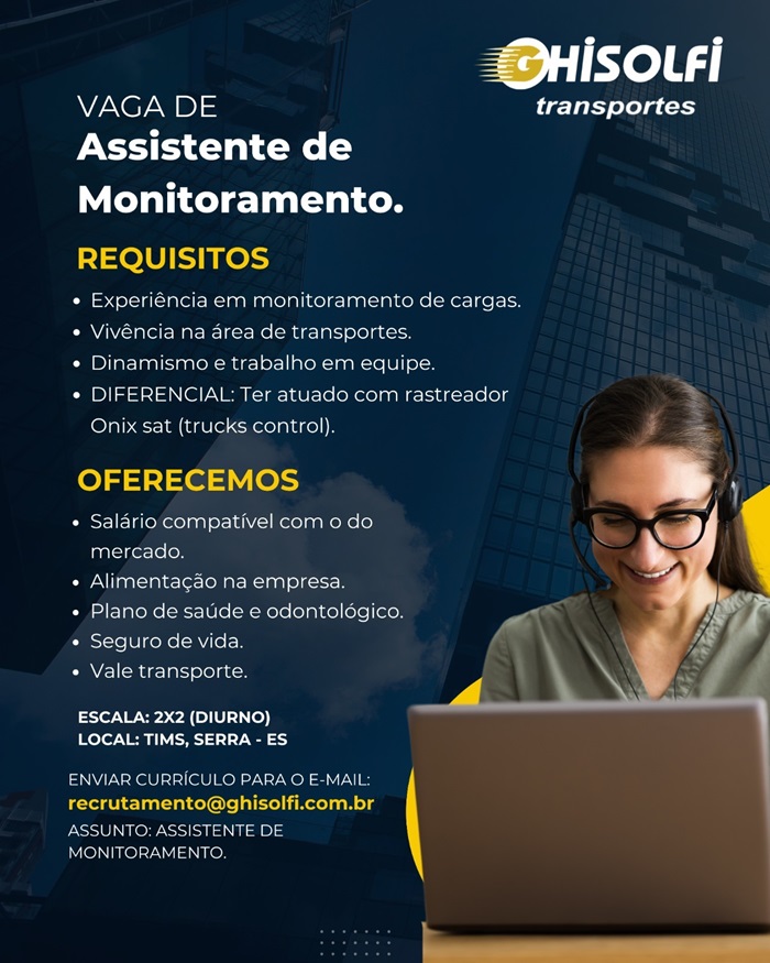 VAGA DE ASSISTENTE DE MONITORAMENTO