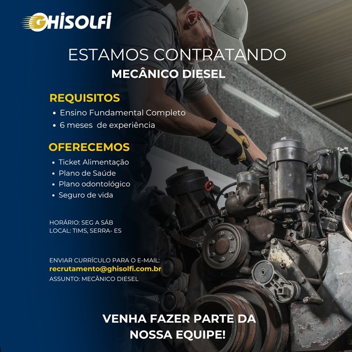 VAGA DE MECÂNICO DE DIESEL