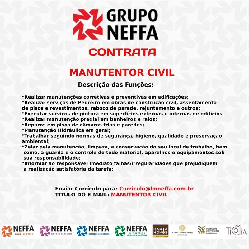 Grupo Neffa contrata Manutentor Civil