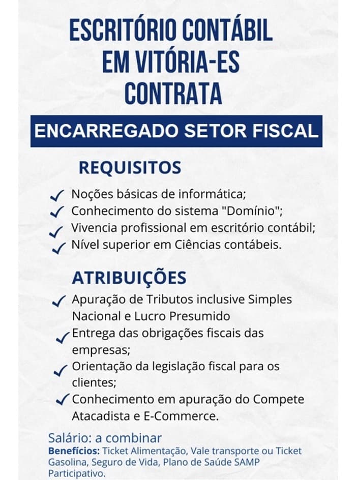 ENCARREGADO SETOR FISCAL 