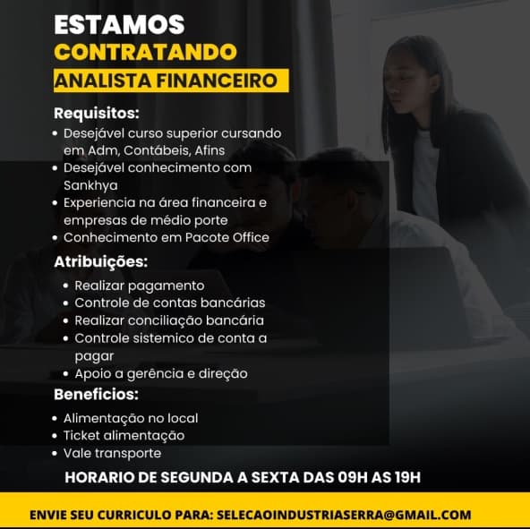 INDUSTRIA CONTRATA ANALISTA FINANCEIRO