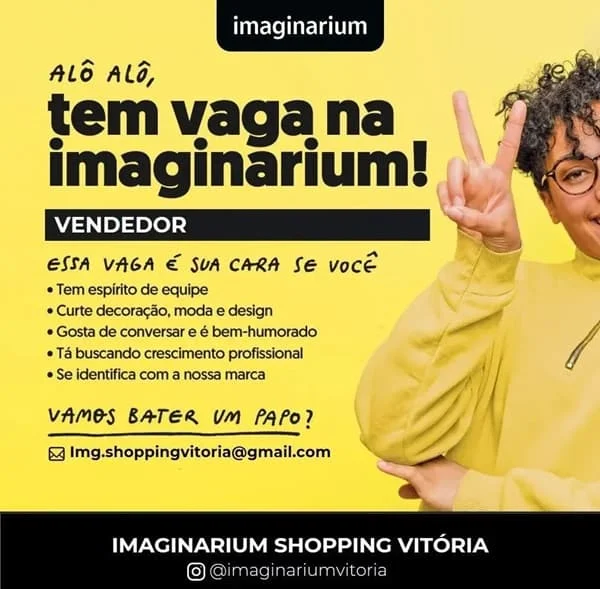 Loja Imaginarium contrata Vendedor(a)