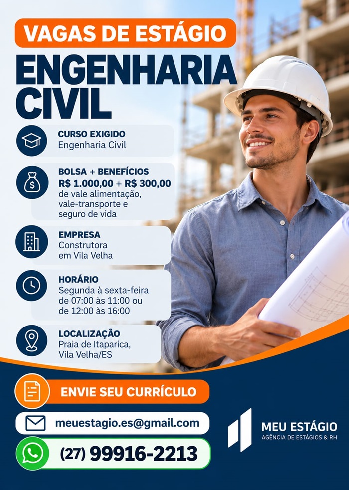 VAGAS DE ESTÁGIO – ENGENHARIA CIVIL