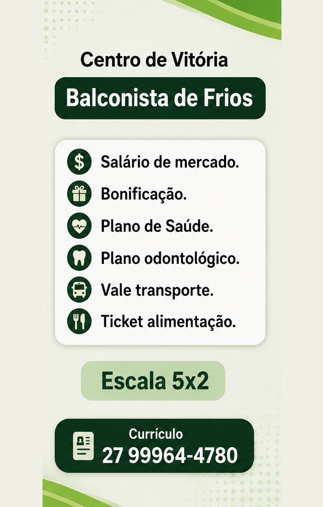 Vaga para Balconista de Frios