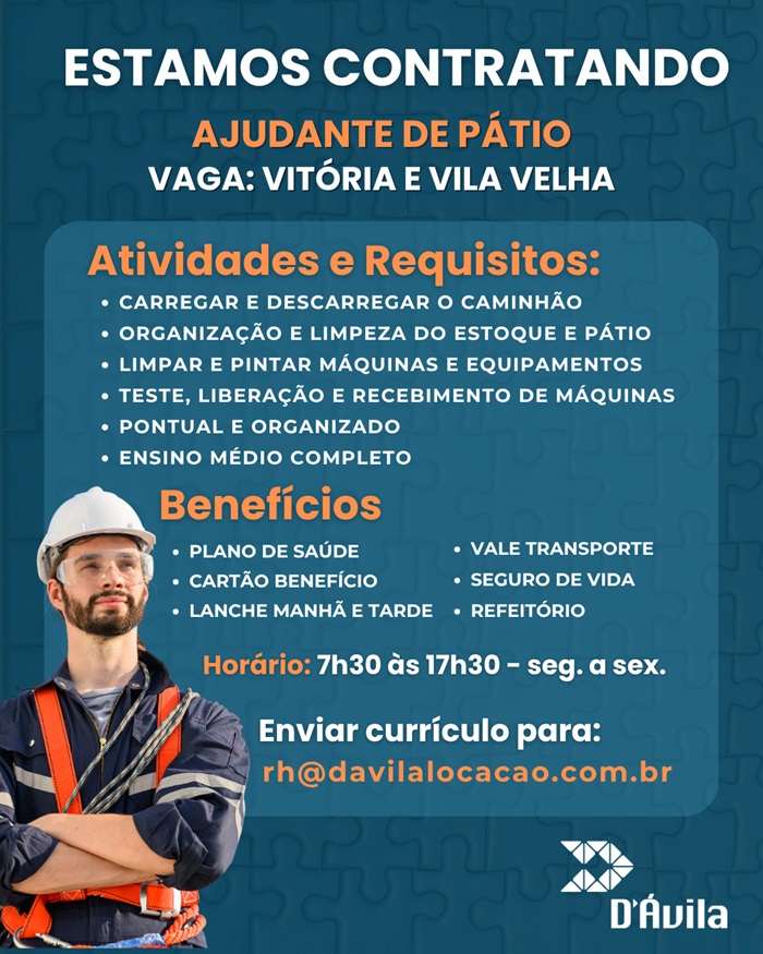 Vaga para Ajudante de Pátio
