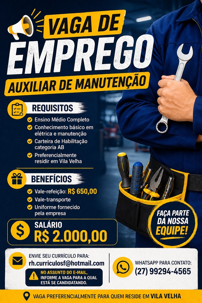 AUXILIAR DE MANUTENÇÃO