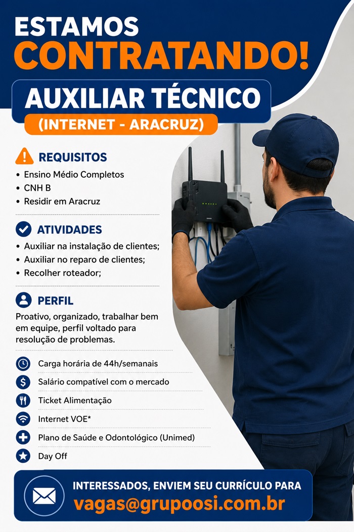 AUXILIAR TÉCNICO (INTERNET - ARACRUZ)