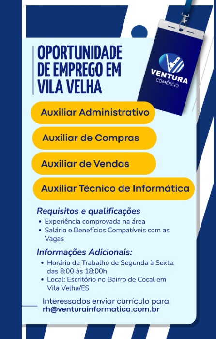 Vagas para Auxiliar Administrativo | Auxiliar de Compras | Auxiliar de Vendas | Auxiliar Técnico de Informática