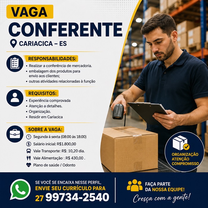 VAGA PARA CONFERENTE