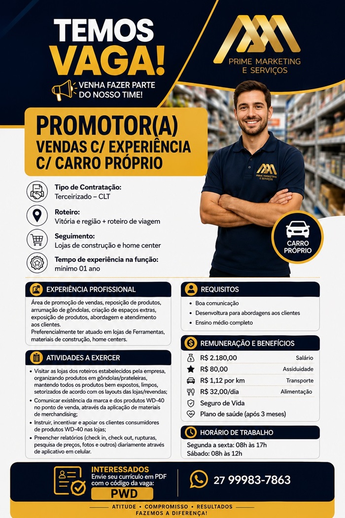 PROMOTOR(A) DE VENDAS COM EXPERIÊNCIA