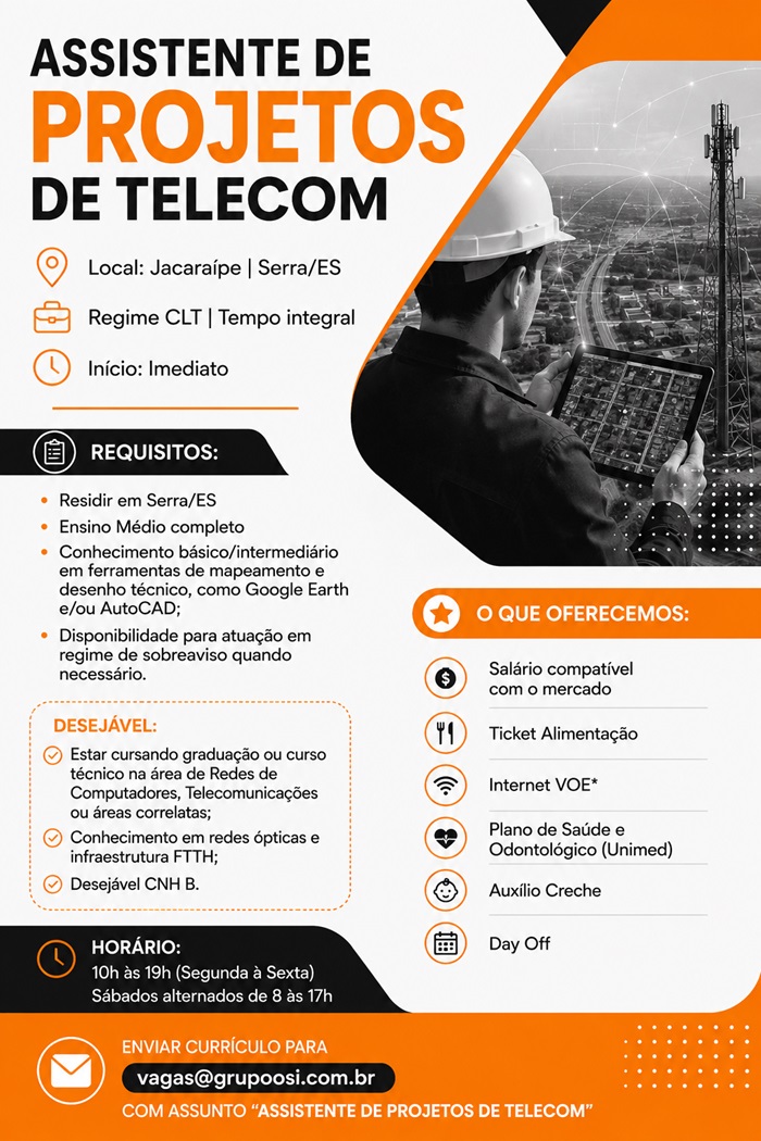   ASSISTENTE DE PROJETOS  DE TELECOM  