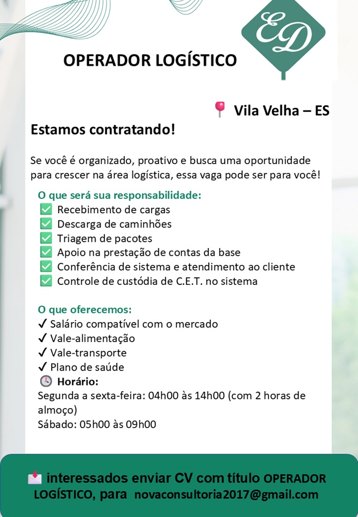 VAGA DE OPERADOR LOGÍSTICO