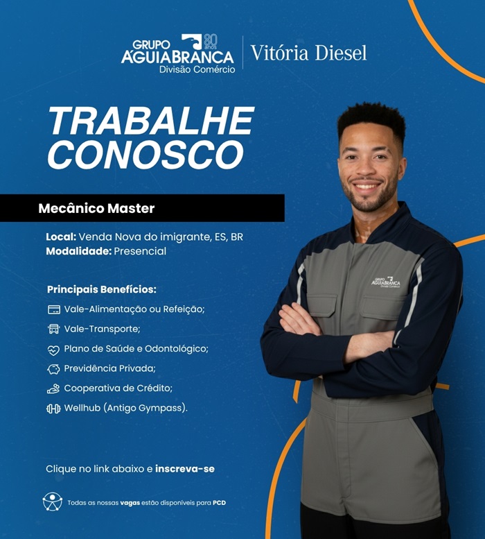 Grupo Águia Branca contrata Mecânico Master | Venda Nova do Imigrante/ES