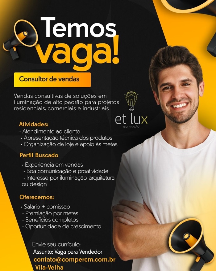 Vaga para Consultor de Vendas