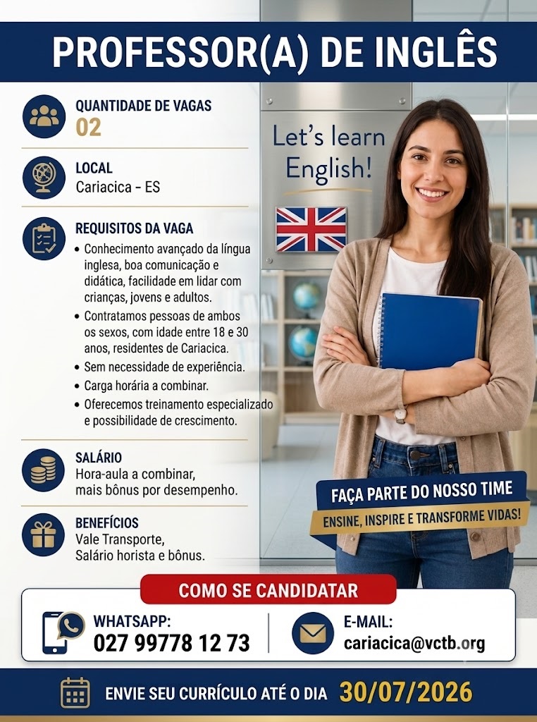 OPORTUNIDADE | PROFESSOR(A) DE INGLÊS