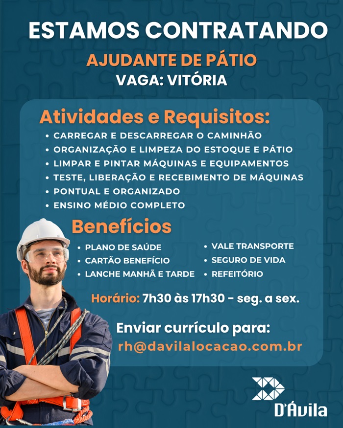 Vaga para Ajudante de Pátio para Vitória