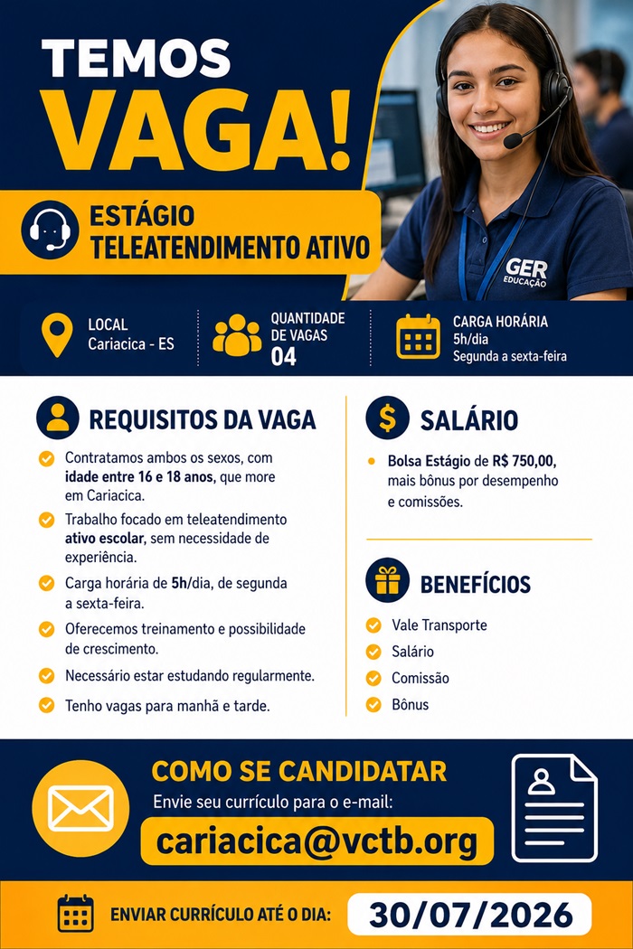 Estagiária para teleatendimento ativo