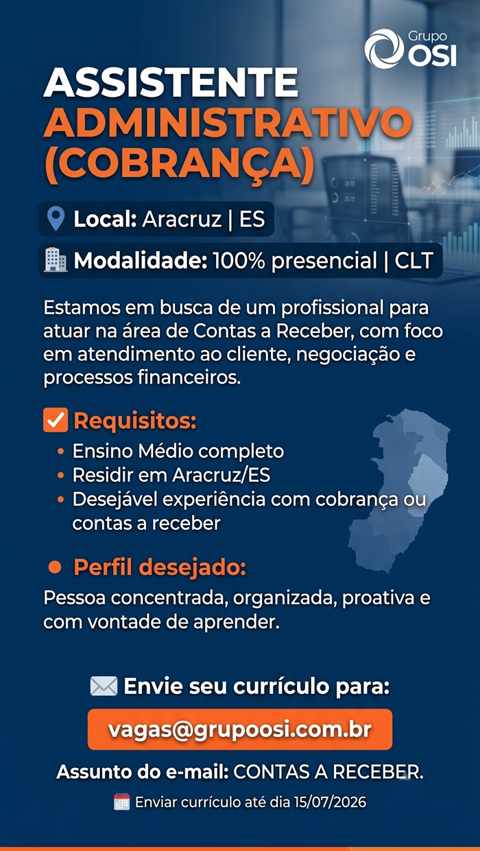 ASSISTENTE ADMINISTRATIVO (COBRANÇA)