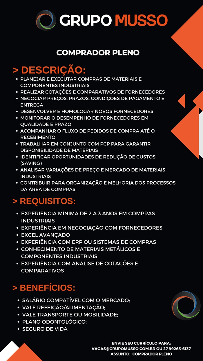 GRUPO MUSSO CONTRATA COMPRADOR PLENO