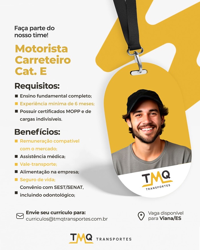 TMQ Transportes contrata Motorista Carreteiro