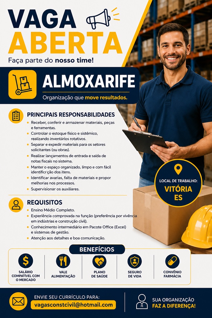 VAGA PARA ALMOXARIFE