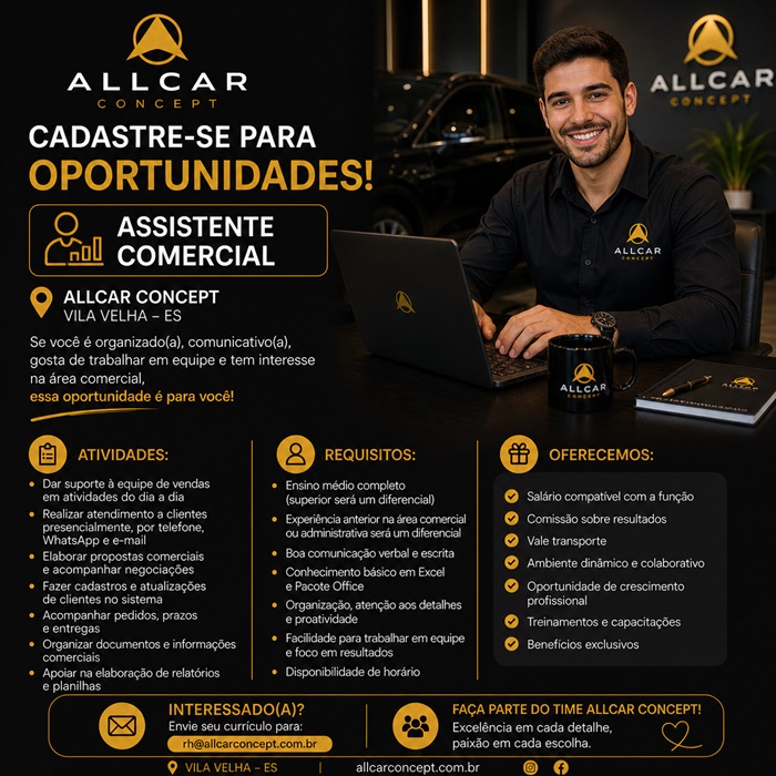 Assistente Comercial - Allcar Concept - Vila Velha/ES
