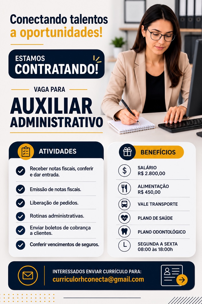 VAGA PARA AUXILIAR ADMINISTRATIVO