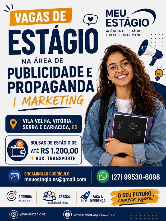 VAGAS DE ESTÁGIO – PUBLICIDADE E PROPAGANDA | MARKETING | DESIGN