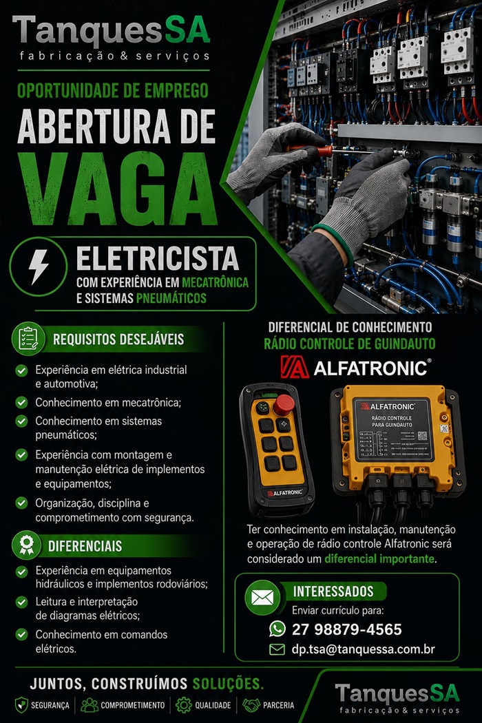 TanquesSA contrata Eletricista