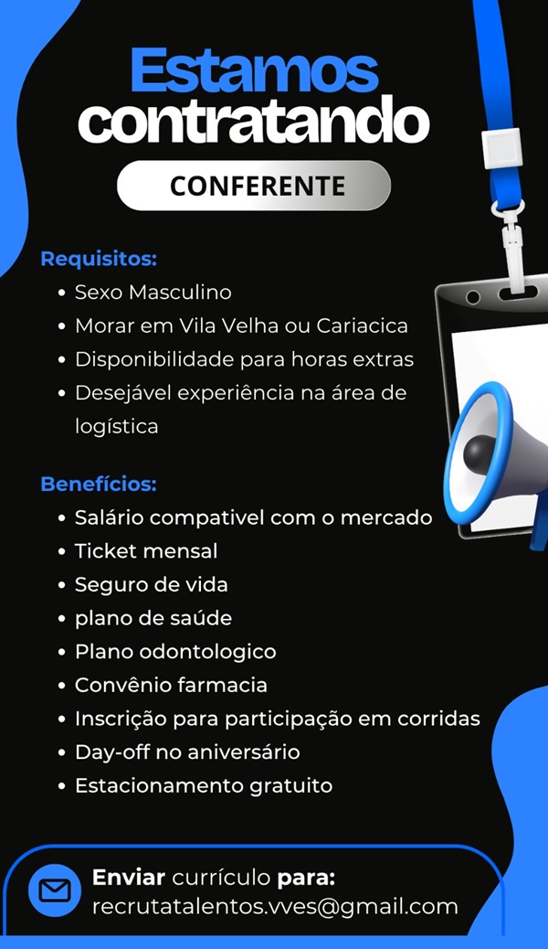 VAGA PARA CONFERENTE