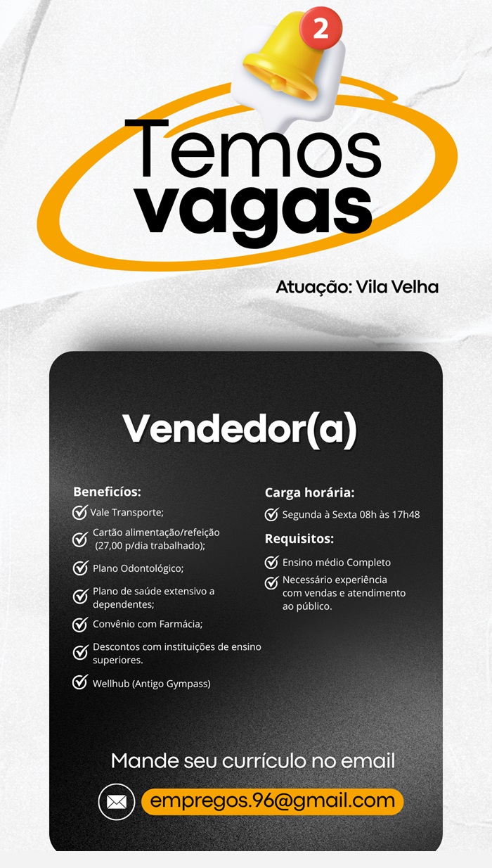 Vaga para Vendedor(a) (Vila Velha)