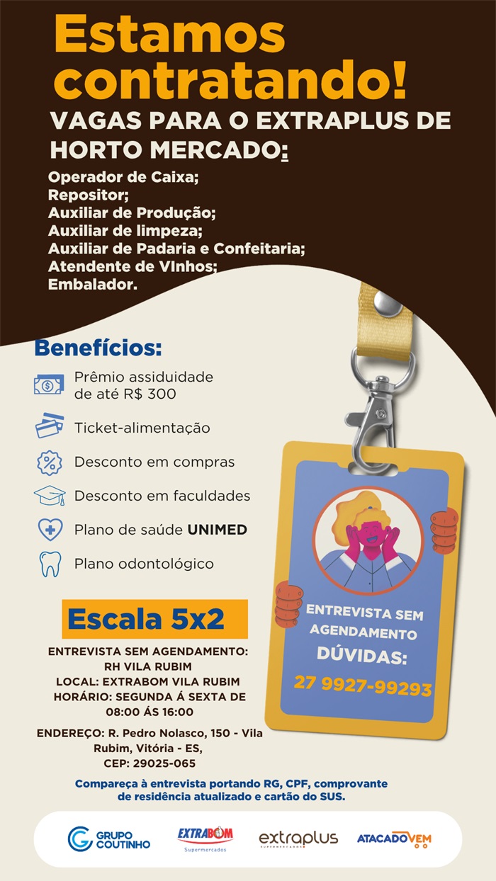 Vagas para o Extraplus - Hortomercado