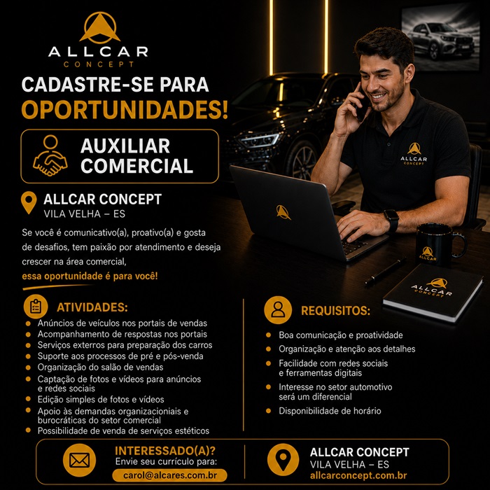 Auxiliar Comercial - Allcar Concept - Vila Velha/ES