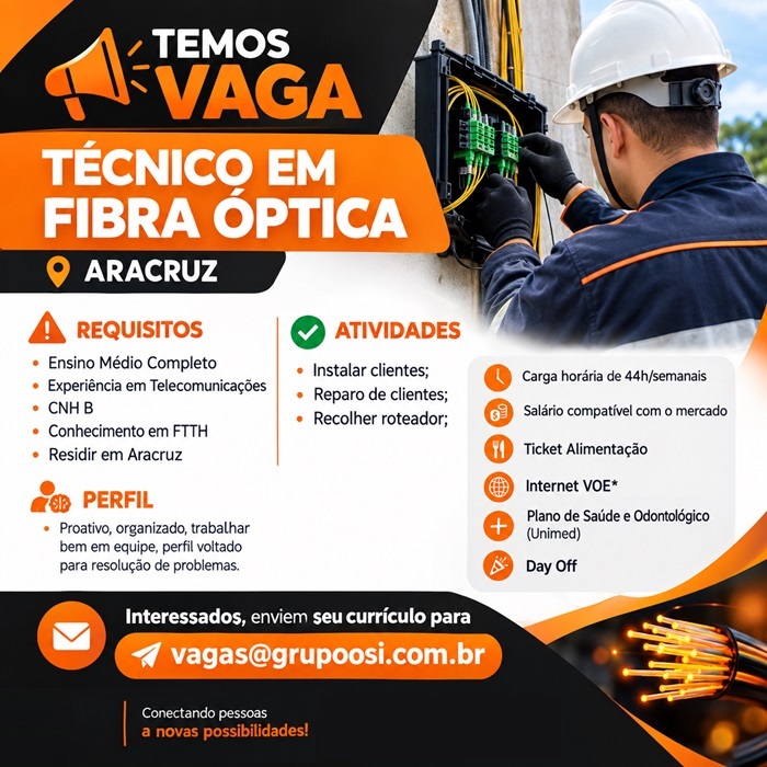 TÉCNICO EM FIBRA ÓPTICA  - ARACRUZ