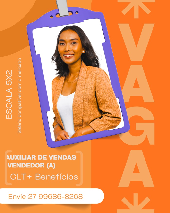 Vaga para Auxiliar de Vendas 