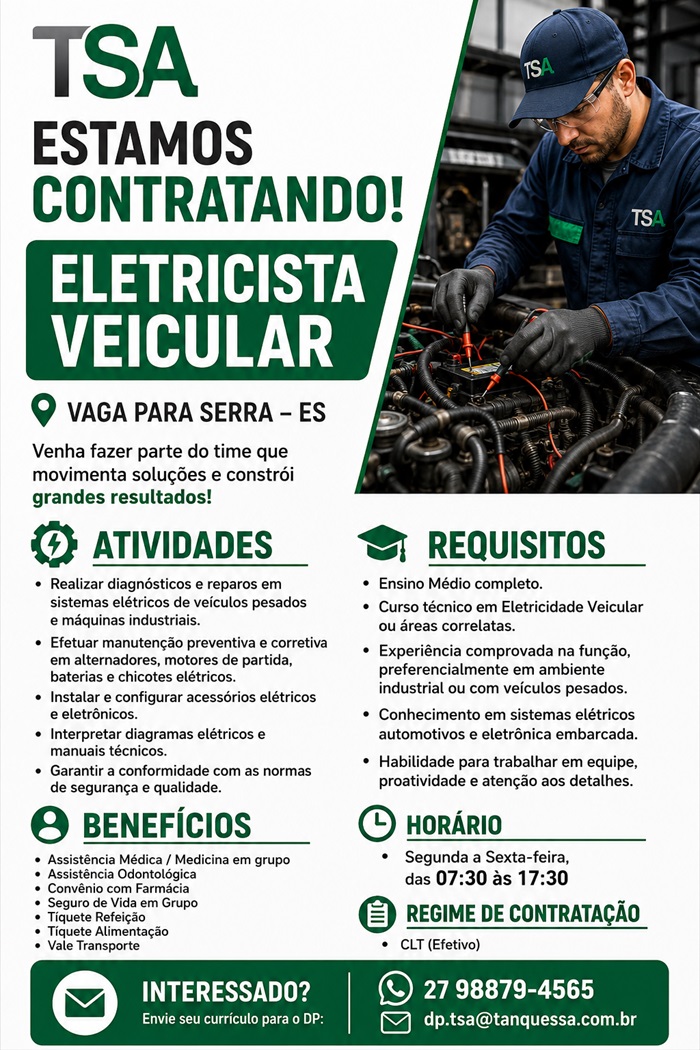 TSA CONTRATA ELETRICISTA VEICULAR