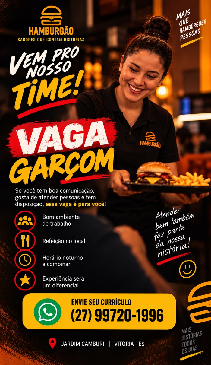 HAMBURGÃO CONTRATA GARÇOM