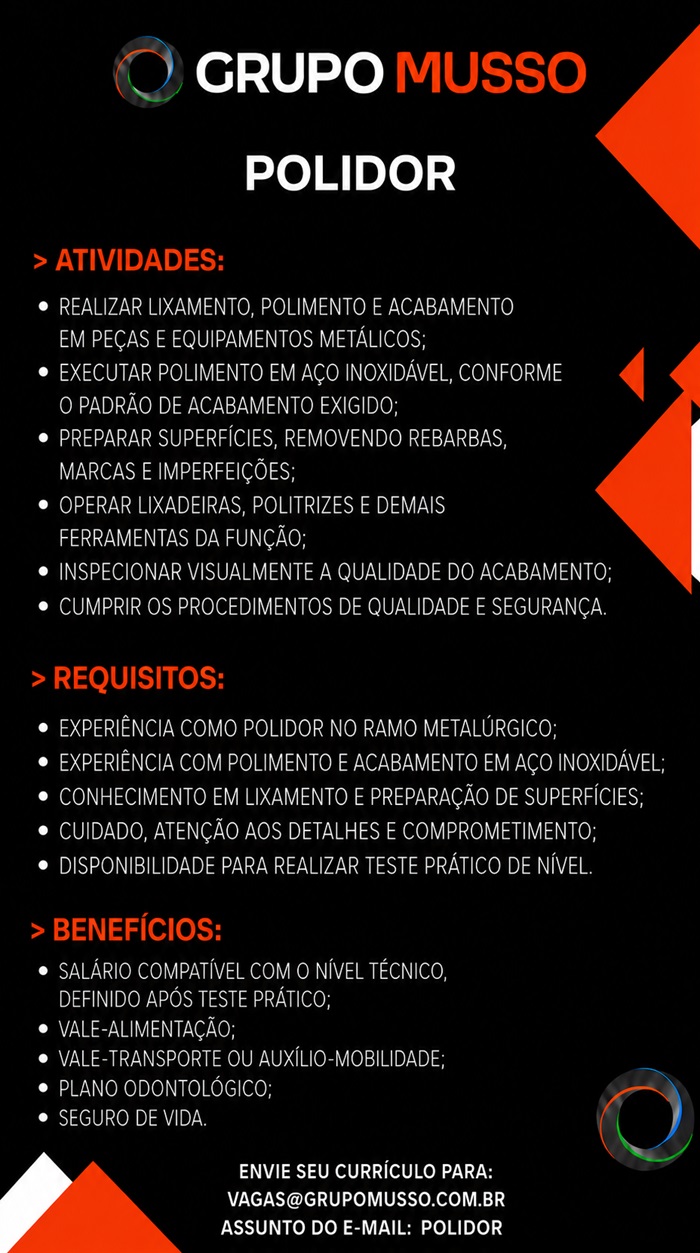 GRUPO MUSSO CONTRATA POLIDOR DE CARRO