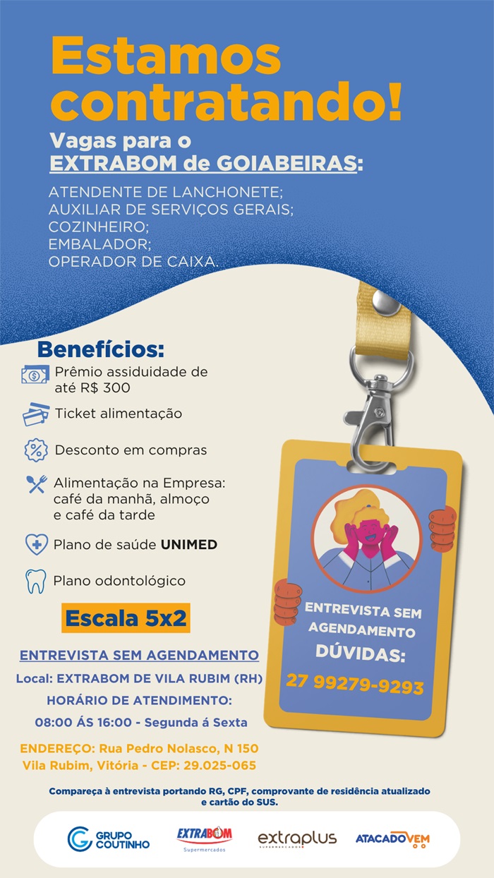 Vagas para o EXTRABOM de GOIABEIRAS