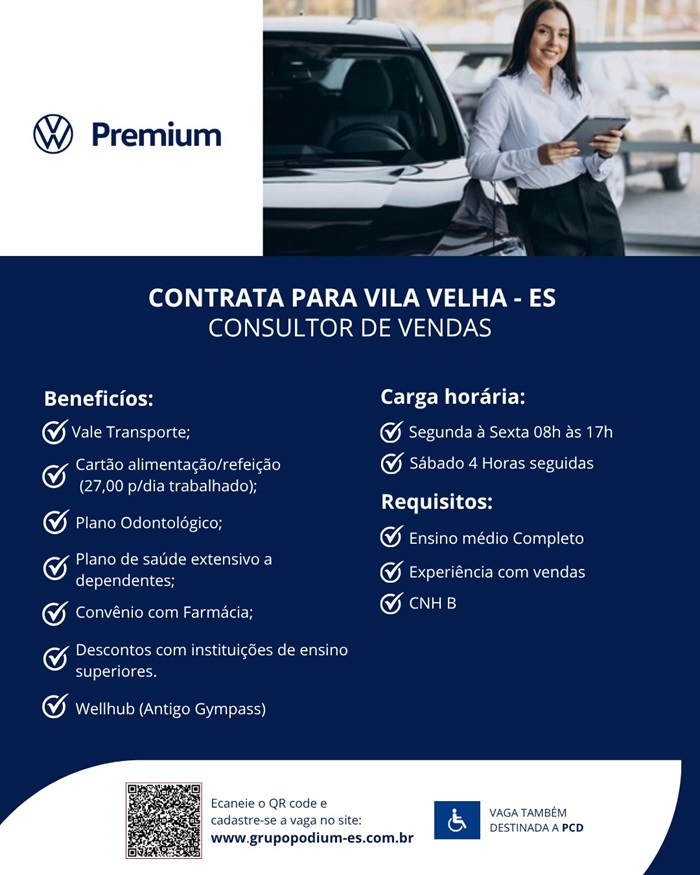 PREMIUM VOLKSWAGEN CONTRATA CONSULTOR DE VENDAS