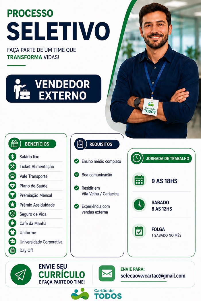 VENDEDOR EXTERNO | CARTÃO DE TODOS