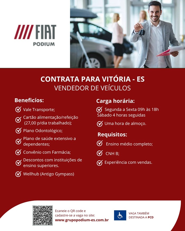  GRUPO PODIUM CONTRATA VENDEDOR DE VEÍCULOS