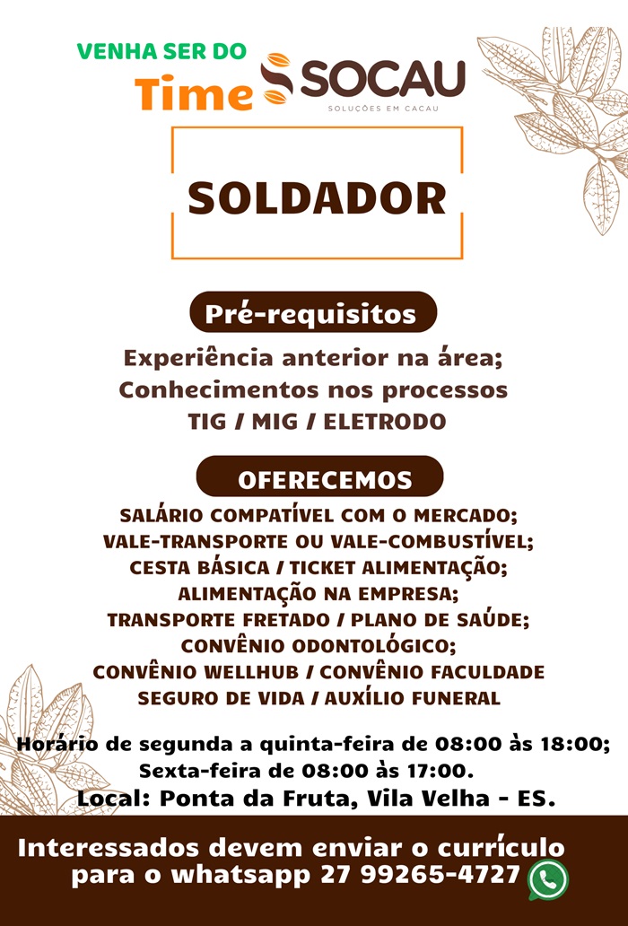 SOCAU CONTRATA SOLDADOR